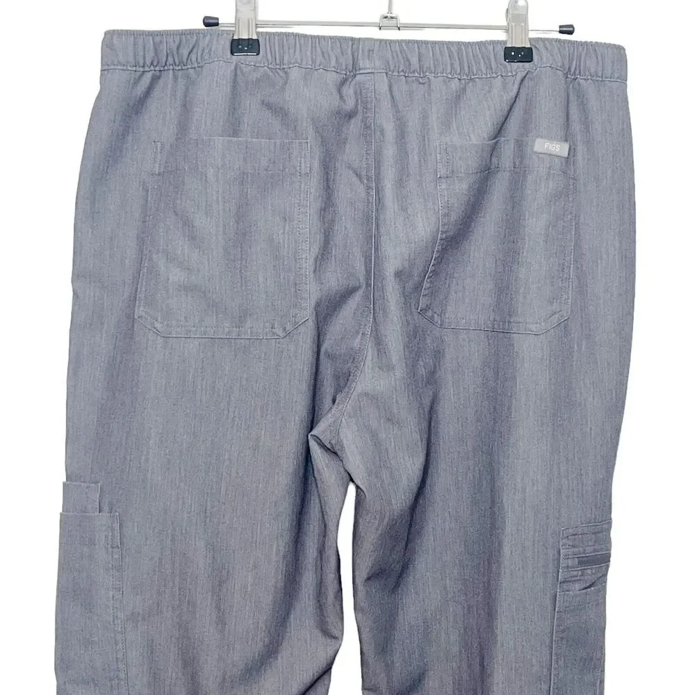 FIGS Cairo Cargo Scrub Pants Men's Large Tall Graphite Gray Medical Workwear